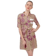 Background Non Seamless Pattern Belted Shirt Dress by Simbadda