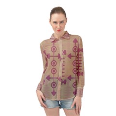 Background Non Seamless Pattern Long Sleeve Chiffon Shirt