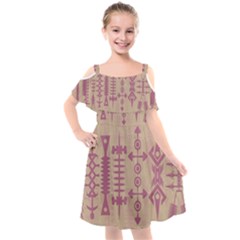 Background Non Seamless Pattern Kids  Cut Out Shoulders Chiffon Dress