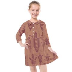 Background Non Seamless Pattern Kids  Quarter Sleeve Shirt Dress by Simbadda