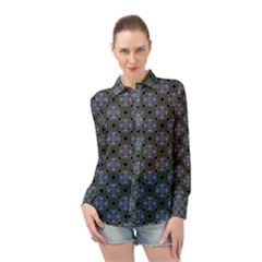 Pattern Design Shapes Long Sleeve Chiffon Shirt