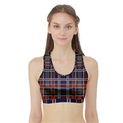 Plaid Tartan Scottish Navy Gold Sports Bra With Border