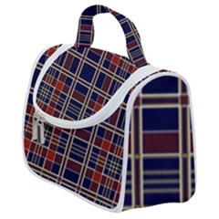 Plaid Tartan Scottish Navy Gold Satchel Handbag by Simbadda