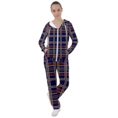 Plaid Tartan Scottish Navy Gold Women s Tracksuit by Simbadda