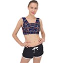 Plaid Tartan Scottish Navy Gold V-Back Sports Bra View1