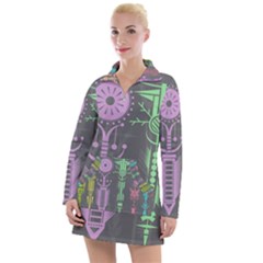 Background Non Seamless Pattern Women s Long Sleeve Casual Dress