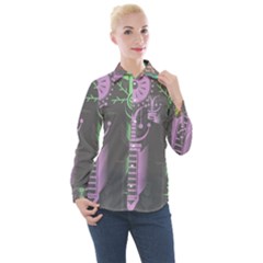 Background Non Seamless Pattern Women s Long Sleeve Pocket Shirt