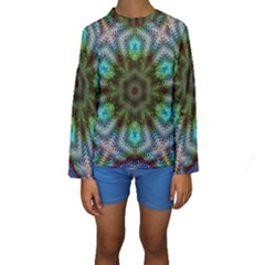 Art Background Flames Kids  Long Sleeve Swimwear by Simbadda