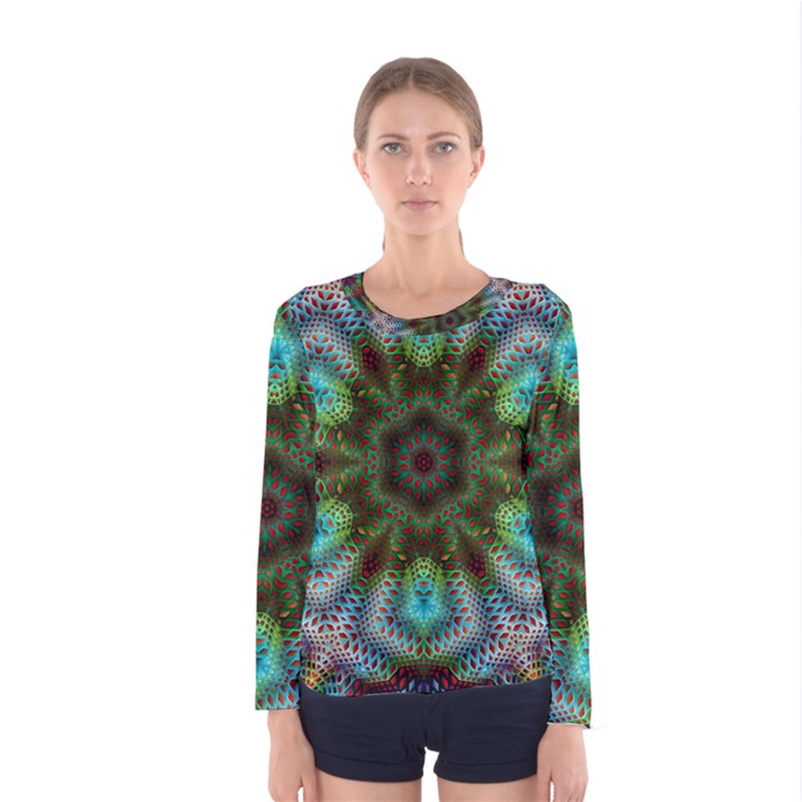 Art Background Flames Women s Long Sleeve Tee