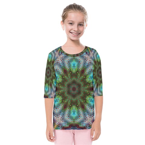 Art Background Flames Kids  Quarter Sleeve Raglan Tee by Simbadda