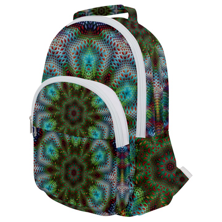 Art Background Flames Rounded Multi Pocket Backpack