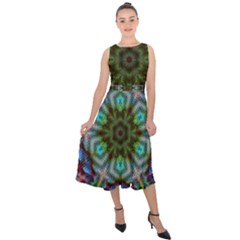 Art Background Flames Midi Tie-back Chiffon Dress by Simbadda