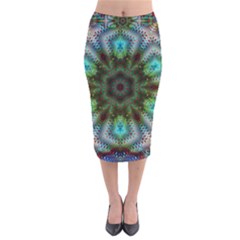 Art Background Flames Velvet Midi Pencil Skirt by Simbadda