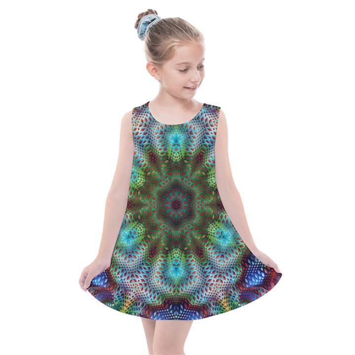 Art Background Flames Kids  Summer Dress