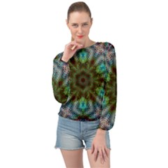 Art Background Flames Banded Bottom Chiffon Top