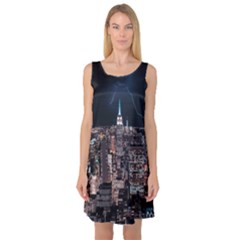 Architecture Buildings City Sleeveless Satin Nightdress