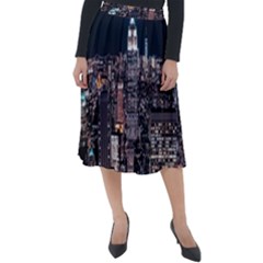 Architecture Buildings City Classic Velour Midi Skirt 