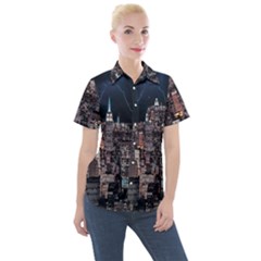 Architecture Buildings City Women s Short Sleeve Pocket Shirt