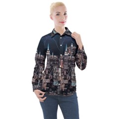 Architecture Buildings City Women s Long Sleeve Pocket Shirt