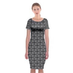 Pattern Background Black And White Classic Short Sleeve Midi Dress by Simbadda