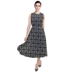 Pattern Background Black And White Round Neck Boho Dress