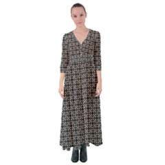 Pattern Background Black And White Button Up Maxi Dress