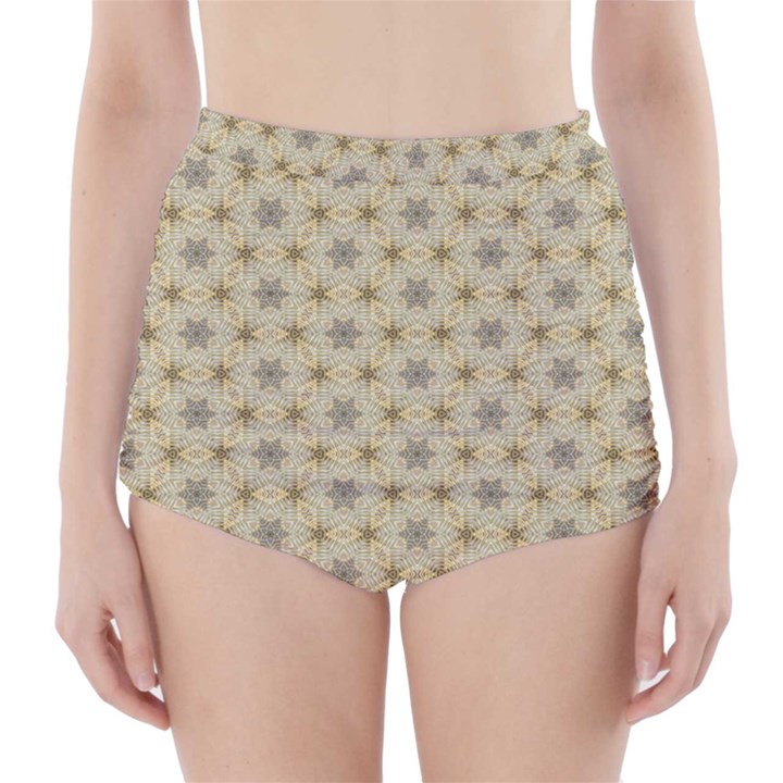 Star Basket Pattern Basket Pattern High-Waisted Bikini Bottoms