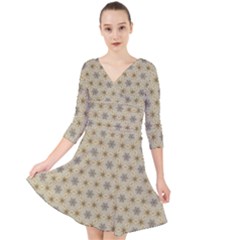 Star Basket Pattern Basket Pattern Quarter Sleeve Front Wrap Dress by Simbadda