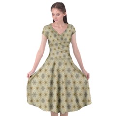 Star Basket Pattern Basket Pattern Cap Sleeve Wrap Front Dress by Simbadda