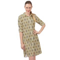 Star Basket Pattern Basket Pattern Long Sleeve Mini Shirt Dress