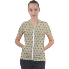 Star Basket Pattern Basket Pattern Short Sleeve Zip Up Jacket by Simbadda