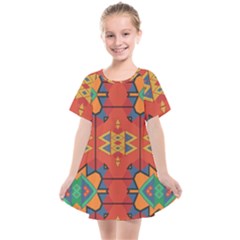 Misc Shapes On An Orange Background             Kids  Smock Dress