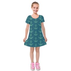 Mermaid Anchors Kids  Short Sleeve Velvet Dress by VeataAtticus