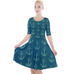 Mermaid Anchors Quarter Sleeve A-line Dress by VeataAtticus