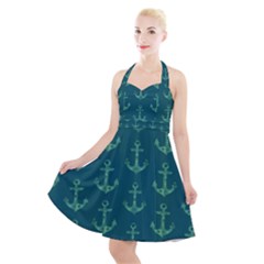 Mermaid Anchors Halter Party Swing Dress  by VeataAtticus