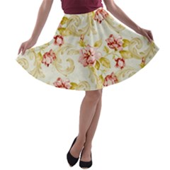 Vintage Roses                A-line Skirt by LalyLauraFLM