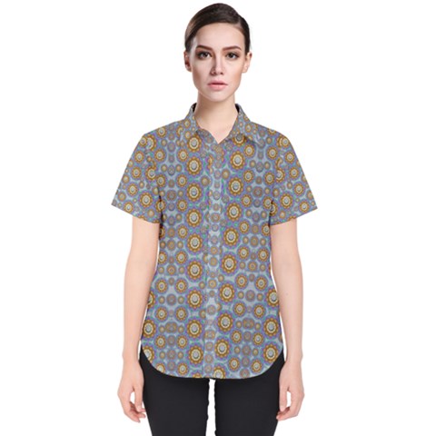 Florals Striving To Be In The Hole World As Free Women s Short Sleeve Shirt by pepitasart