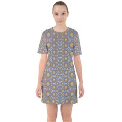 Florals Striving To Be In The Hole World As Free Sixties Short Sleeve Mini Dress by pepitasart