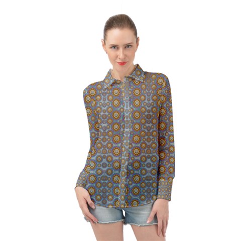 Florals Striving To Be In The Hole World As Free Long Sleeve Chiffon Shirt by pepitasart