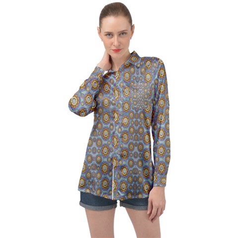 Florals Striving To Be In The Hole World As Free Long Sleeve Satin Shirt by pepitasart