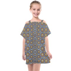 Florals Striving To Be In The Hole World As Free Kids  One Piece Chiffon Dress