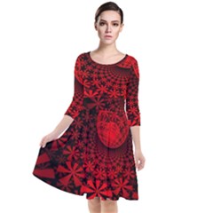 Fractals Fantasy Image Art Quarter Sleeve Waist Band Dress