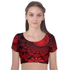 Fractals Fantasy Image Art Velvet Short Sleeve Crop Top  by Simbadda