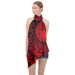 Fractals Fantasy Image Art Halter Asymmetric Satin Top by Simbadda