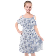 Fractal Art Artistic Pattern Kids  Cut Out Shoulders Chiffon Dress