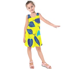 Leaves Pattern Picture Detail Kids  Sleeveless Dress