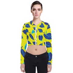 Leaves Pattern Picture Detail Long Sleeve Zip Up Bomber Jacket by Simbadda