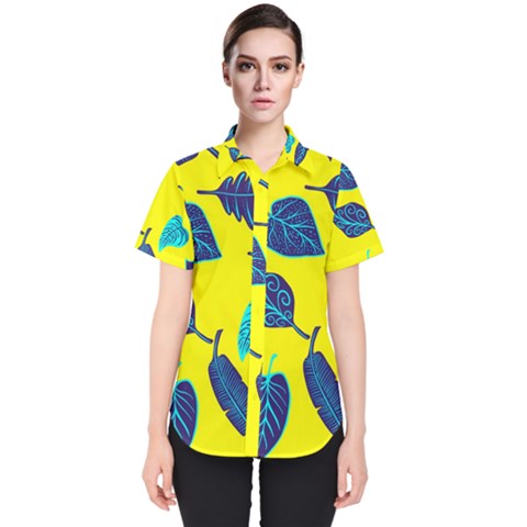 Leaves Pattern Picture Detail Women s Short Sleeve Shirt by Simbadda