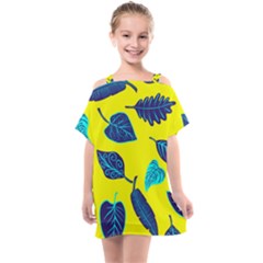 Leaves Pattern Picture Detail Kids  One Piece Chiffon Dress by Simbadda