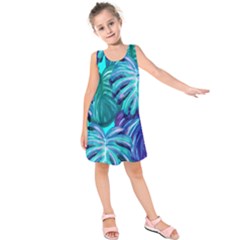 Leaves Tropical Palma Jungle Kids  Sleeveless Dress by Simbadda